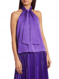 Alice   Olivia - Leia Stretch Silk Tie-Neck Halter Top at Saks Fifth Avenue